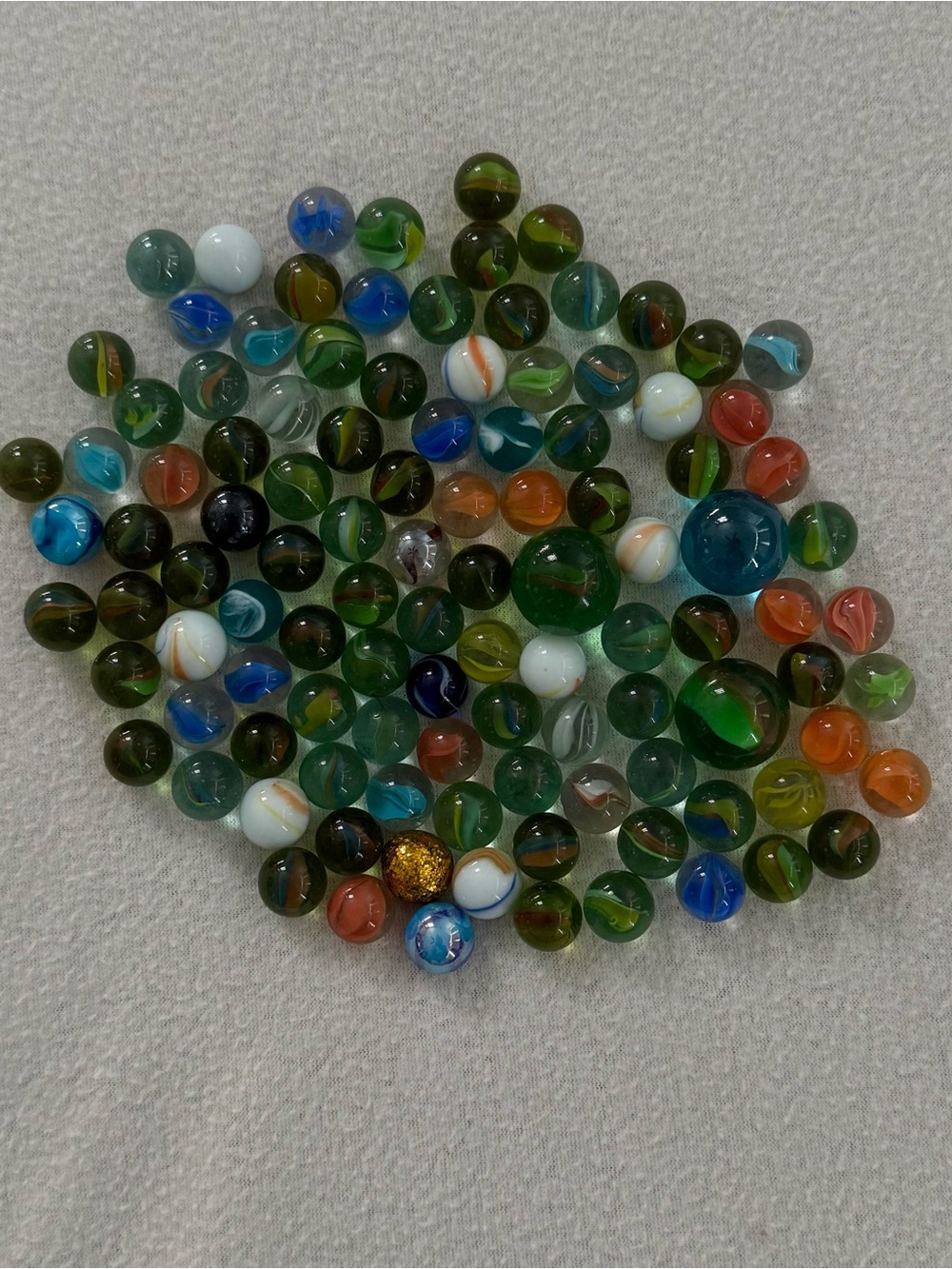 Mixed Glass Marbles - Assorted Green, Blue, Orange, White